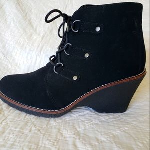Black Suede Wedge Lace up